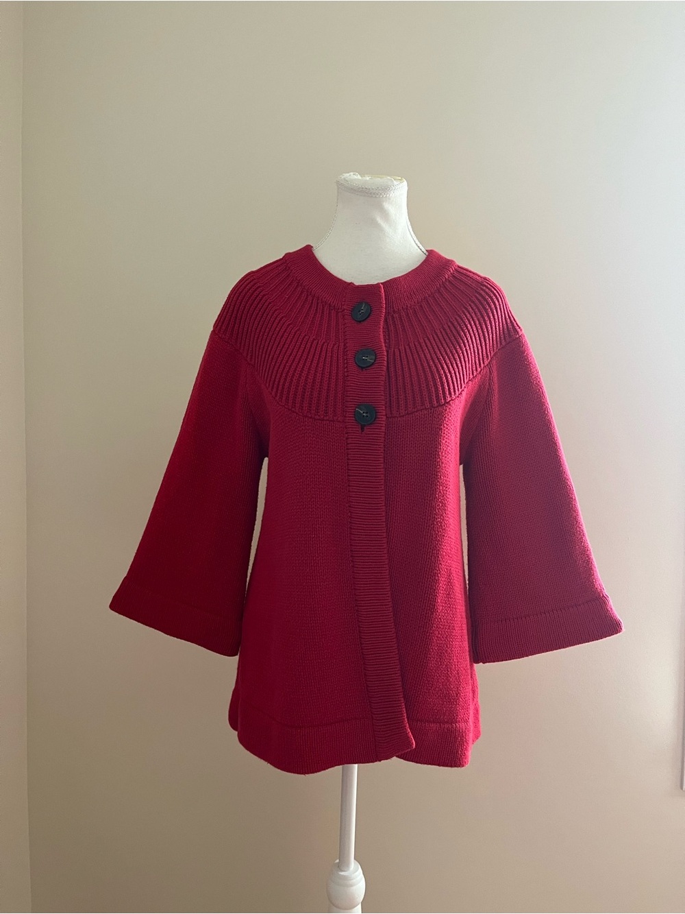 Red Knit Button-Up cardigan